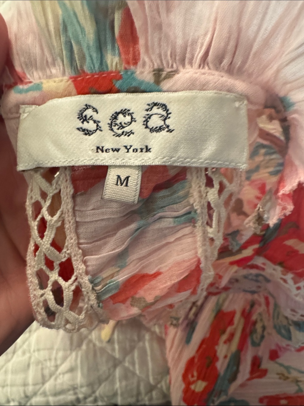 Sea crinkle cotton floral blouse - Picture 5 of 5